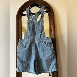 Christopher & Banks Light Wash Denim Short Overalls
